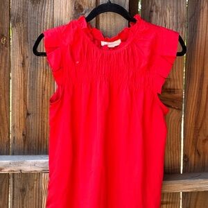 Monteau Bright Red Gathered Top